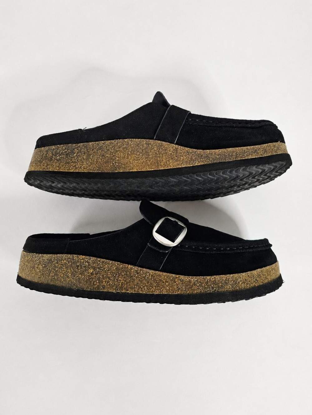 Madden Girl Paceyy Black Buckle Cork Platform Clogs Mules Size 9 Bohemian Hippie - Picture 7 of 12